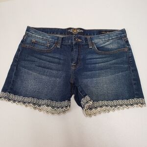 Lucky Brand Abbey Denim Shorts Embroidered Edge Size 8